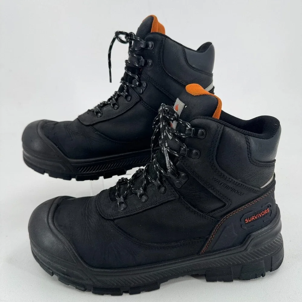 Herman Survivors Work Boots MENS Black Leather Lace Up Comp Toe SIZE 10